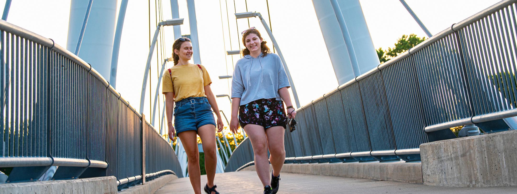 Students on bridge